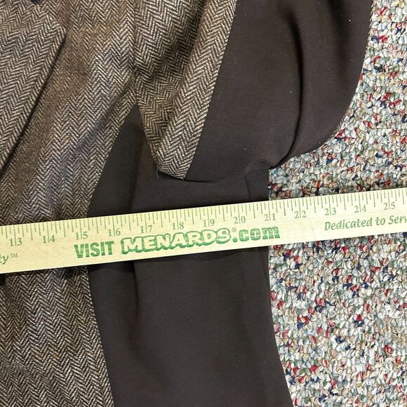 Coldwater Creek NWOT Brown Knit Panel Wool Herringbone Tweed Blazer Size 16 - Picture 13 of 14